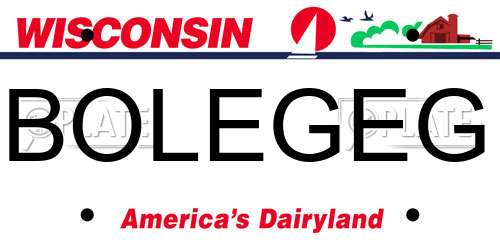 BOLEGEG Wisconsin License Plate