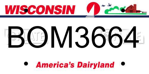 BOM3664 Wisconsin License Plate