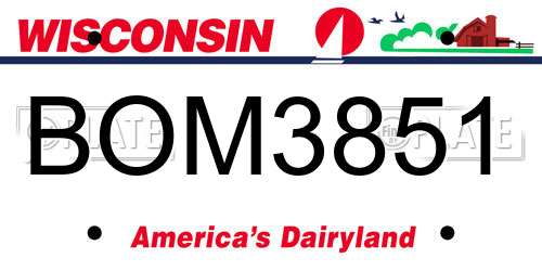 BOM3851 Wisconsin License Plate