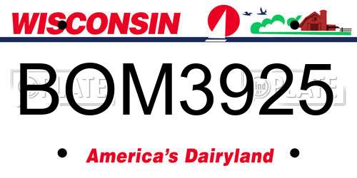 BOM3925 Wisconsin License Plate