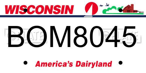 BOM8045 Wisconsin License Plate