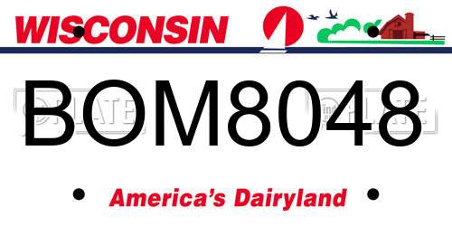 BOM8048 Wisconsin License Plate