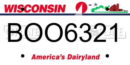 BOO6321 Wisconsin License Plate