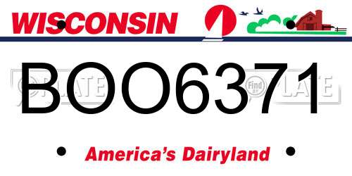 BOO6371 Wisconsin License Plate