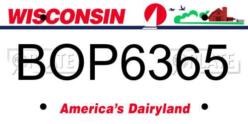BOP6365 Wisconsin License Plate