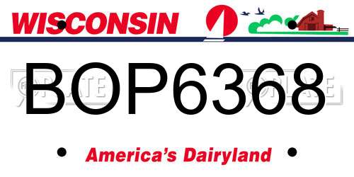 BOP6368 Wisconsin License Plate
