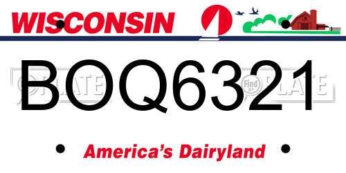 BOQ6321 Wisconsin License Plate