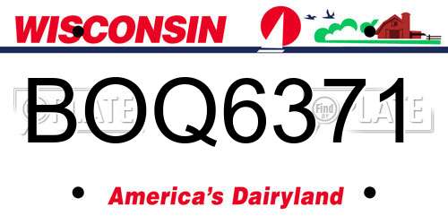 BOQ6371 Wisconsin License Plate