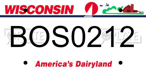BOS0212 Wisconsin License Plate
