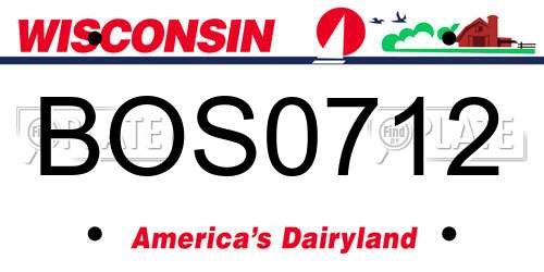 BOS0712 Wisconsin License Plate