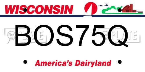 BOS75Q Wisconsin License Plate