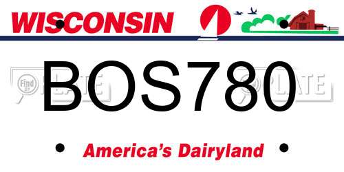 BOS780 Wisconsin License Plate