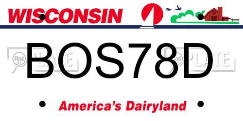 BOS78D Wisconsin License Plate