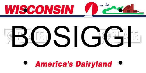 BOSIGGI Wisconsin License Plate