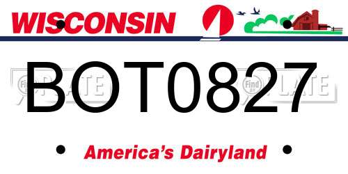 BOT0827 Wisconsin License Plate