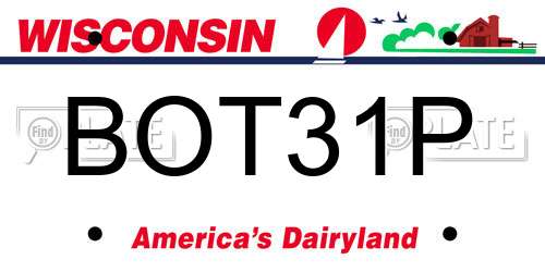 BOT31P Wisconsin License Plate