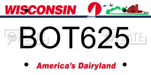 BOT625 Wisconsin License Plate