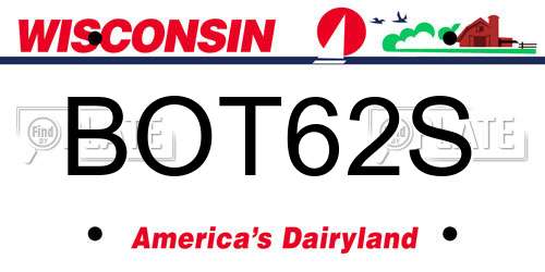 BOT62S Wisconsin License Plate