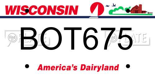 BOT675 Wisconsin License Plate