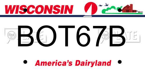 BOT67B Wisconsin License Plate
