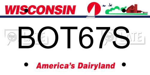 BOT67S Wisconsin License Plate