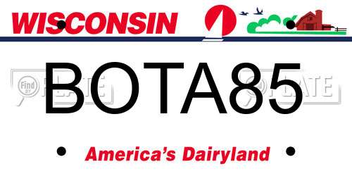 BOTA85 Wisconsin License Plate