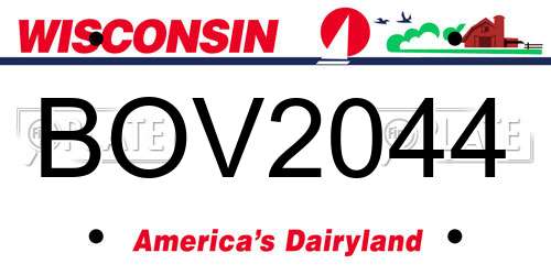 BOV2044 Wisconsin License Plate