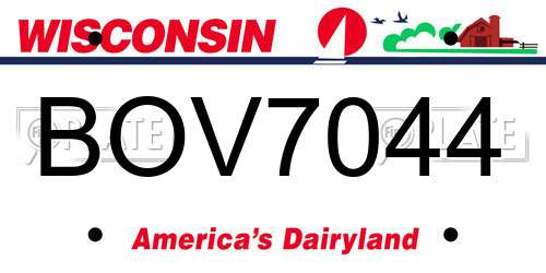 BOV7044 Wisconsin License Plate