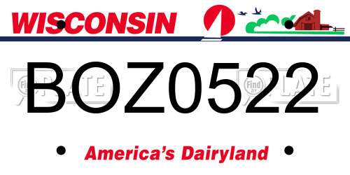 BOZ0522 Wisconsin License Plate