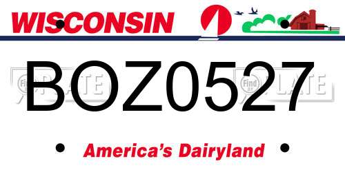 BOZ0527 Wisconsin License Plate
