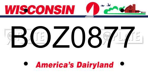 BOZ0877 Wisconsin License Plate