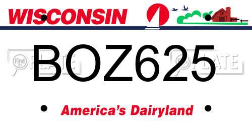 BOZ625 Wisconsin License Plate