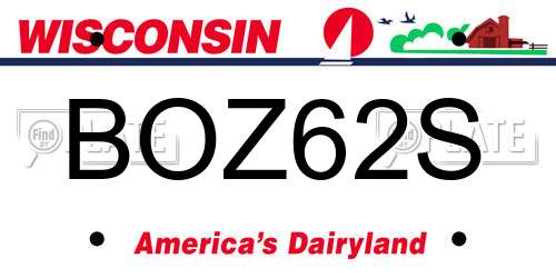 BOZ62S Wisconsin License Plate