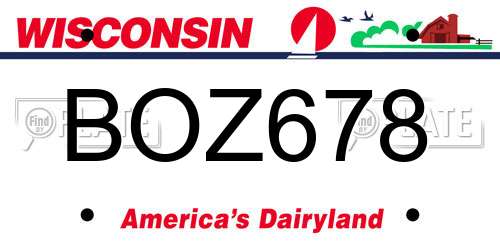 BOZ678 Wisconsin License Plate