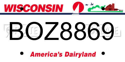 BOZ8869 Wisconsin License Plate