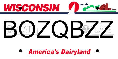 BOZQBZZ Wisconsin License Plate