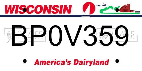 BP0V359 Wisconsin License Plate