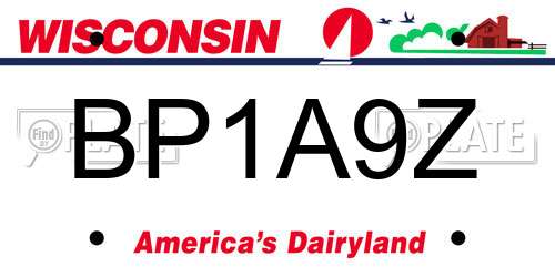 BP1A9Z Wisconsin License Plate