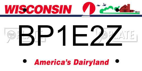 BP1E2Z Wisconsin License Plate