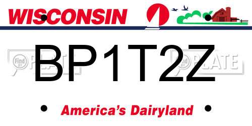 BP1T2Z Wisconsin License Plate