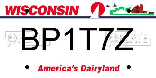 BP1T7Z Wisconsin License Plate