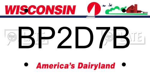 BP2D7B Wisconsin License Plate