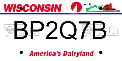 BP2Q7B Wisconsin License Plate