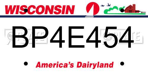 BP4E454 Wisconsin License Plate
