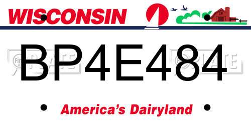 BP4E484 Wisconsin License Plate