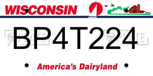 BP4T224 Wisconsin License Plate