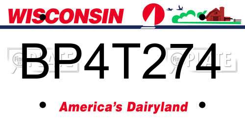 BP4T274 Wisconsin License Plate