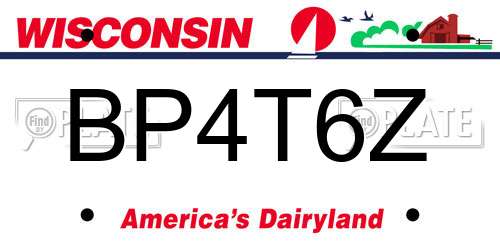 BP4T6Z Wisconsin License Plate