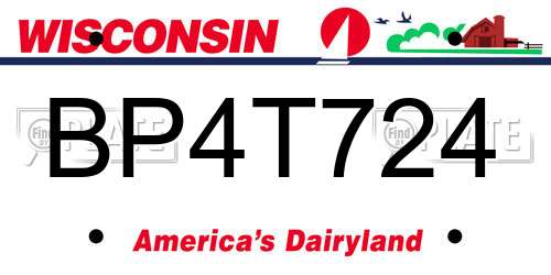 BP4T724 Wisconsin License Plate