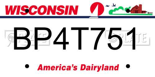 BP4T751 Wisconsin License Plate